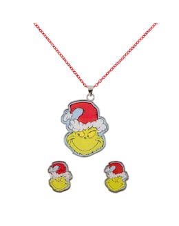 The Grinch Necklace &amp; Stud Earring Set