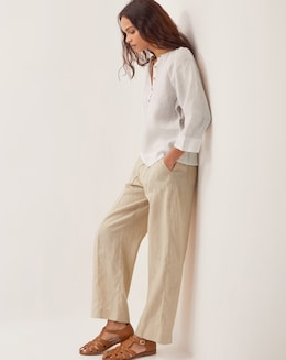 Monsoon Jolie Short Wide Leg Linen Trousers