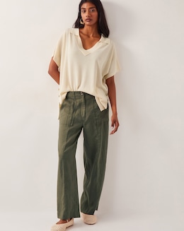 Monsoon Jolie Short Wide Leg Linen Trousers