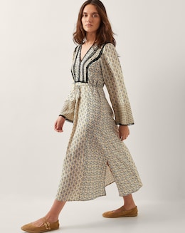 Monsoon Jemmie Long Sleeve Midi Dress
