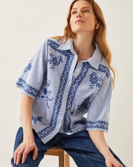 Monsoon Marlowe Floral Stripe Shirt