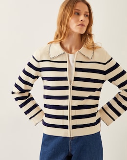 Monsoon Sabine Stripe Collar Jacket