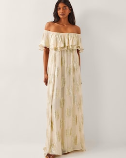 Monsoon Lyra Metallic Ruffle Maxi Dress