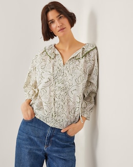 Monsoon Delma Pintuck Frilly Blouse