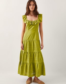 Monsoon Lucy Broderie Frill Midi Dress