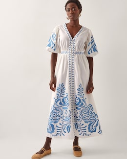 Monsoon Maria Embroidered Midi Dress