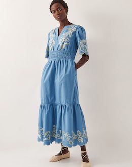 Monsoon Leia Embroidered Midi Dress