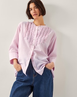 Monsoon Laura Ruffle Stripe Shirt