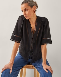 Monsoon Hayley Lace Tie Top
