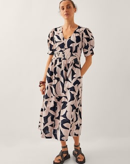 Monsoon Annie Puff-Sleeve Midi Dress