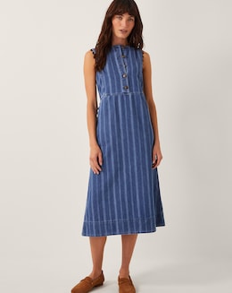 Monsoon Ottilie Stripe Denim Midi Dress