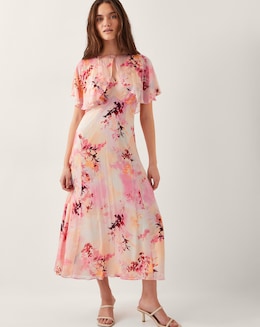 Monsoon Mia Floral Cape Midi Dress
