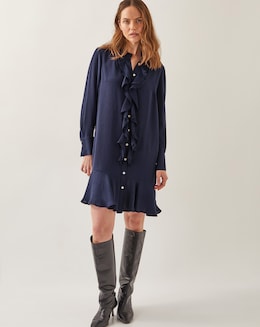 Monsoon Lara Long Sleeve Frill Dress