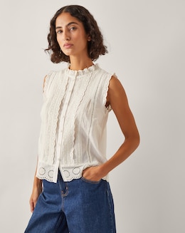 Monsoon Trish Sleeveless Ruffle Shirt