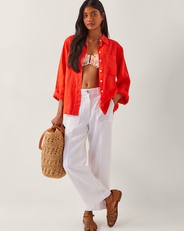 Monsoon Jolie Short Wide Leg Linen Trousers