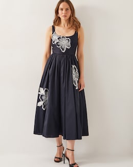 Monsoon Sophie Embroidered Midi Dress