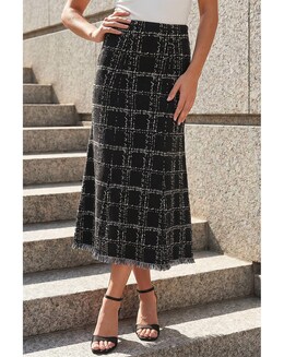Roman Textured Knit Tweed Skirt - Image