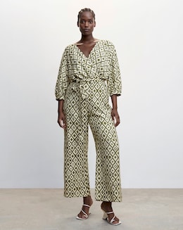 Mango Geometric Print Jumpsuit With Bow