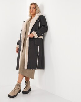 Black Longline Shearling Aviator
