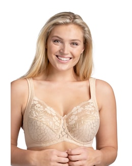 Miss Mary of Sweden Jacquard &amp; Lace Underwired Bra Beige