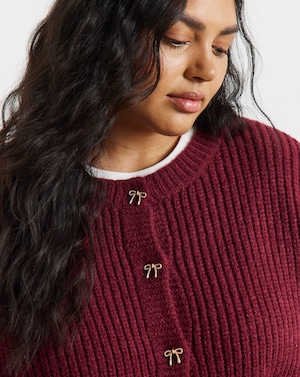 Lovedrobe Button Bow Chunky Cardigan - Image 2