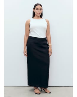 Mango Midi Satin Skirt - Image