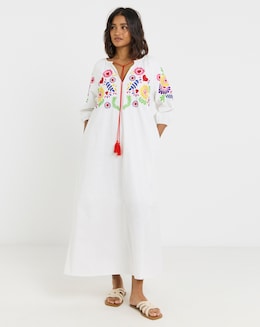 Twisted Wunder Linen Embroidered Maxi Dress