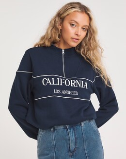 Navy California Half Zip Sweatshirt