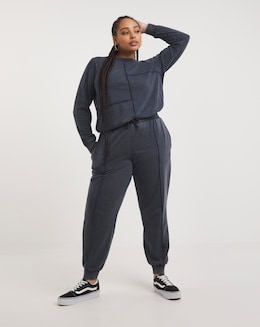Navy Acid Wash Overlock Joggers