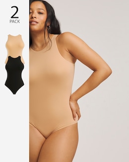 MAGISCULPT Light Control 2 Pack Smoothing Racer Bodysuits Black/Latte