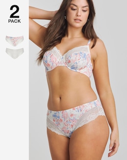 Pretty Secrets 2 Pack Adrianne Midi Brief Knickers Floral