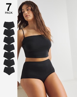 Pretty Secrets 7 Pack Full Fit Brief Knickers Black