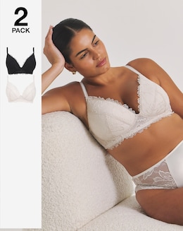 Pretty Secrets (2 Pack) Willow Stretch Lace Non Wired Bralettes (B-F)