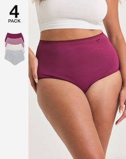 Slimma (4 Pack) Cotton Full Brief Knickers Grey Multi