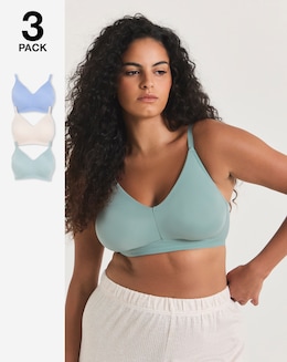 Pretty Secrets (3 Pack) Claire Micro Moulded Full Cup Non Wired Bras (B-E) Blue