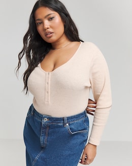 Sand Button Front Neppy Rib Body