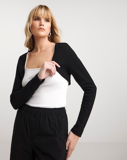 Black Ribbed Bolero