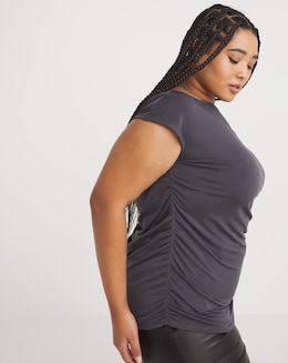 Dark Grey Off The Shoulder Top