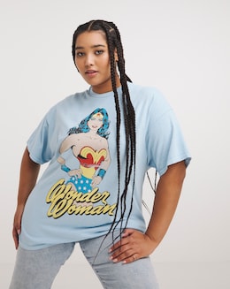 Washed Blue Wonder Woman License Tee