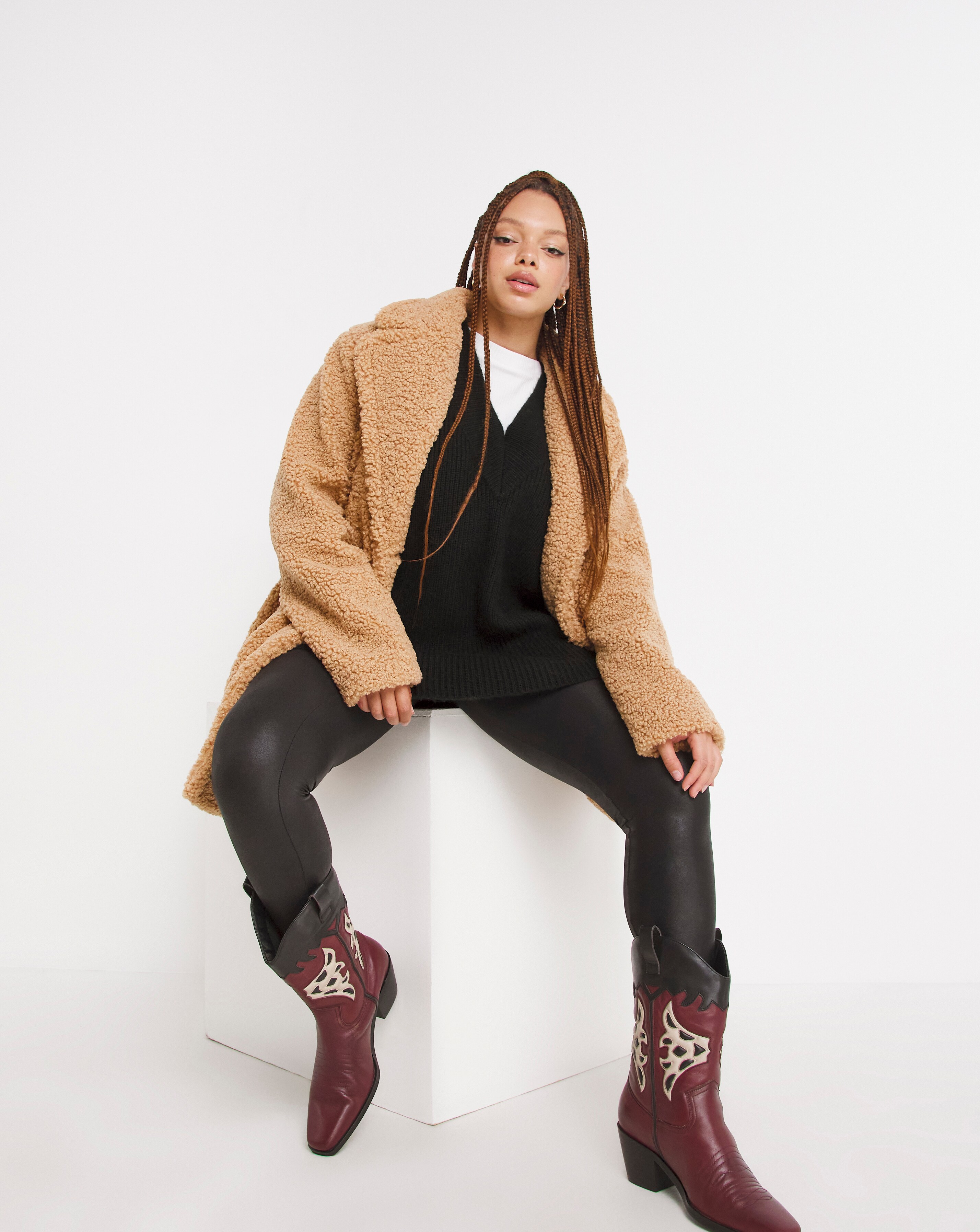 Cream Buckle Trim Premium Teddy Coat Simply Be