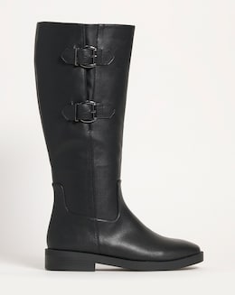 Double Buckle High Leg Boot EEE Fit Curvy Calf