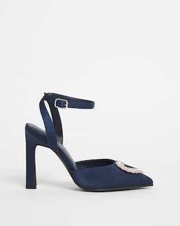 Amelia Heart Trim Heeled Court Shoes Wide Fit
