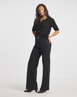 Black Wide Leg Cosy Jeans