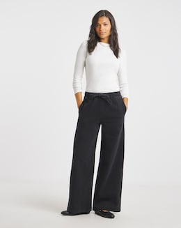 Washed Black Tie Waist Jogger Jeans