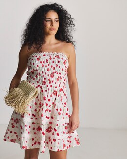 Cherry Print Bandeau Beach Dress - Image
