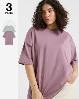 White, Sage &amp; Rose 3 Pack of Boyfriend T-Shirts