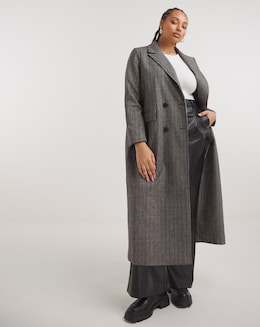 Check Slim Maxi Column Coat