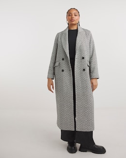 Salt and Pepper Slim Maxi Column Coat