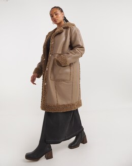 Tan Long Length PU Aviator