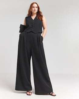 Flounce London Black Wide Leg Tailored Trousers